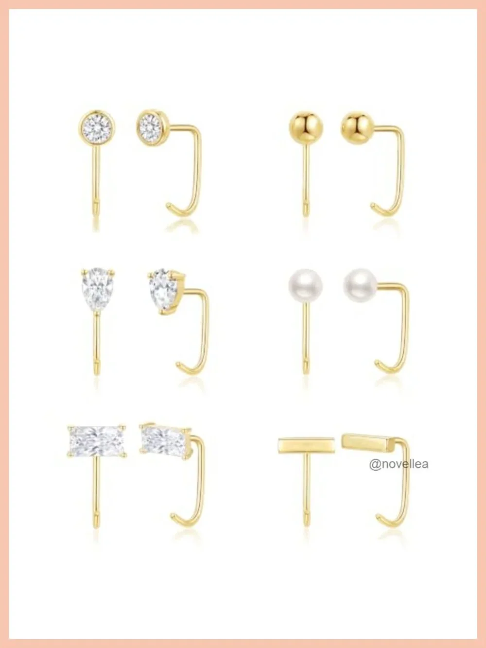 Backless Half Huggie Hoop Earrings Set - 14K Gold Plated & Sterling Silver